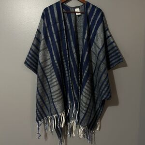 Woolrich Wrap Womens One Size Plaid Cozy Blanket Fringe Hem Boho Blue Warm